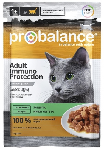 Влажный корм для кошек ProBalance (ПроБаланс ), Immuno Protection, Кролик, соус 85 гр