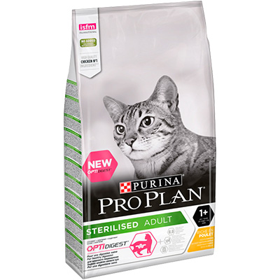Сухой корм для стерилизованных кошек с чувствительным пищеварением Pro Plan (ПроПлан) Курица