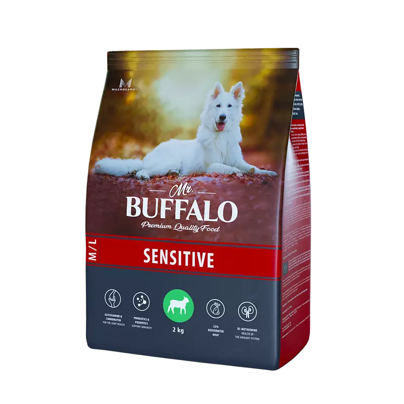 Сухой корм для взрослых собак с чувствительным пищеварением Mr.Buffalo (Мистер Баффало) Sensitive, Ягненок, 2 кг