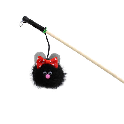 Игрушка-дразнилка на палке для кошек GoSi "Ушастик Виталина", натуральная норка