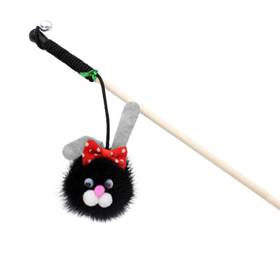 Игрушка-дразнилка на палке для кошек GoSi "Зайка Ванесса", натуральная норка