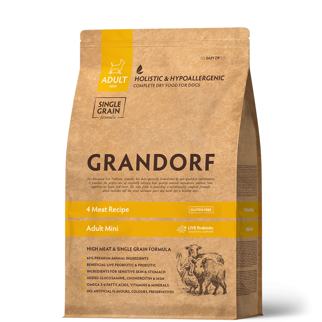 Сухой корм с пробиотиками для собак мини пород GRANDORF (Грандорф) PROBIOTIC 4 Meat & Adult Mini Breeds, 4 Мяса