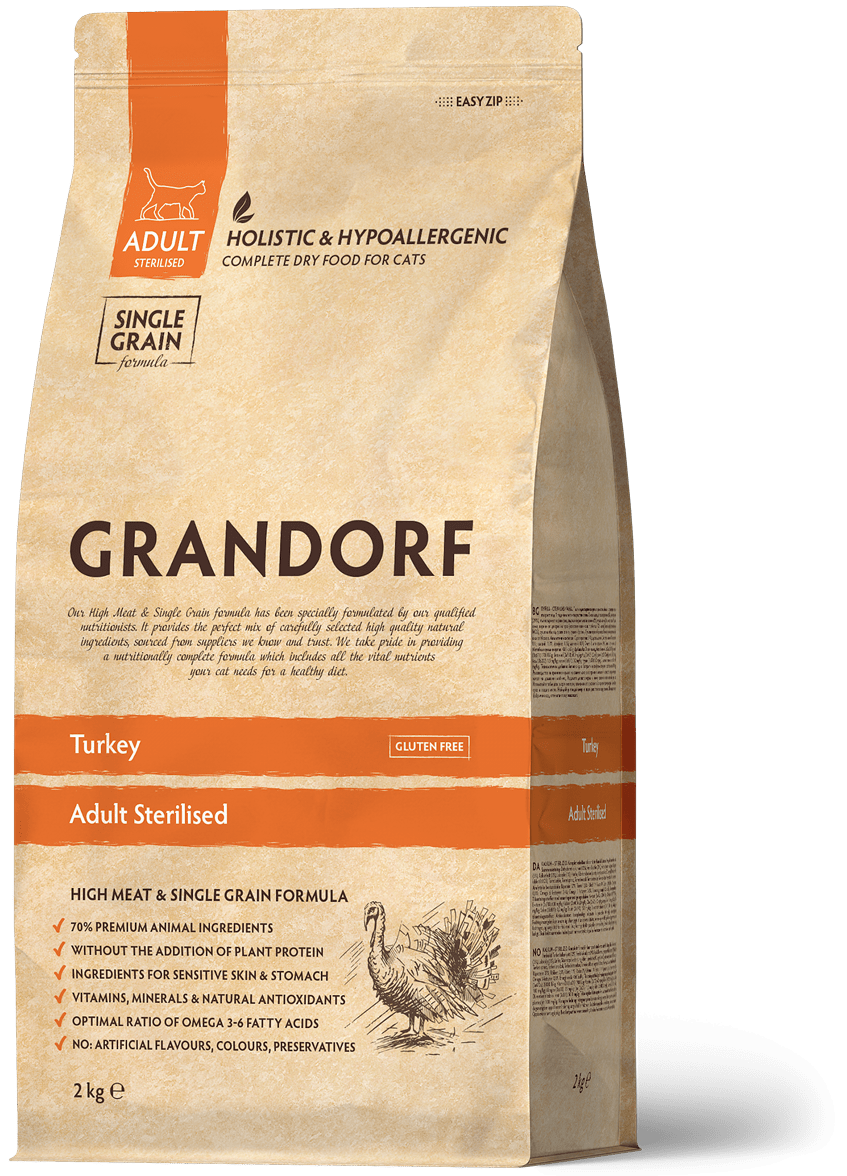 Сухой корм для стерилизованных кошек GRANDORF (Грандорф) Turkey Adult Sterilised, Индейка