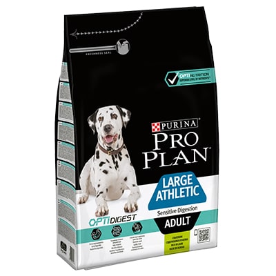 Сухой корм для взрослых собак крупных пород с атлетическим телосложением с чувствительным пищеварением Pro Plan (ПроПлан), Ягненок