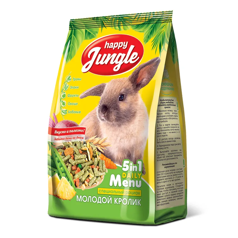 Корм для молодых кроликов Happy Jungle, 400г