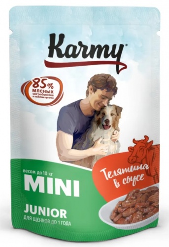 Влажный корм для щенков мелких пород Karmy (Карми), Телятина в соусе, 80 г