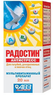 Лекарственный витаминный препарат для птиц Радостин Антистресс, жид., 20 мл