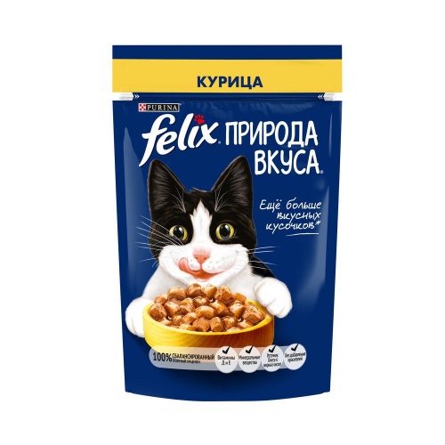 Влажный корм для взрослых кошек Felix (Феликс) Природа Вкуса, с курицей в соусе, 75 г