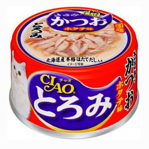 Консервы для кошек INABA CIAO (Инаба Чао) Toromi Куриное филе с тунцом Кацуо со вкусом морского гребешка в бульоне, 80г