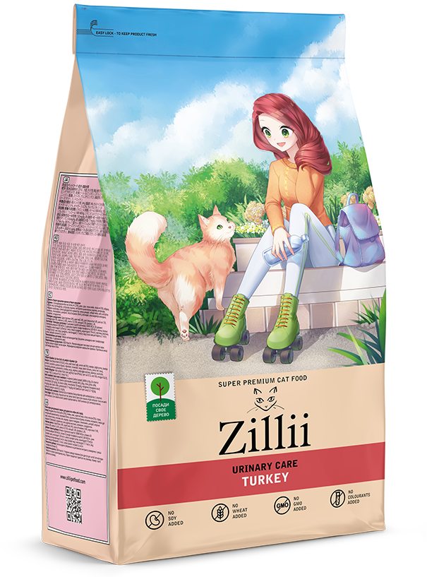 Сухой корм для взрослых кошек,  PH контроль Zillii (Зилли) Urinary Care Cat Индейка