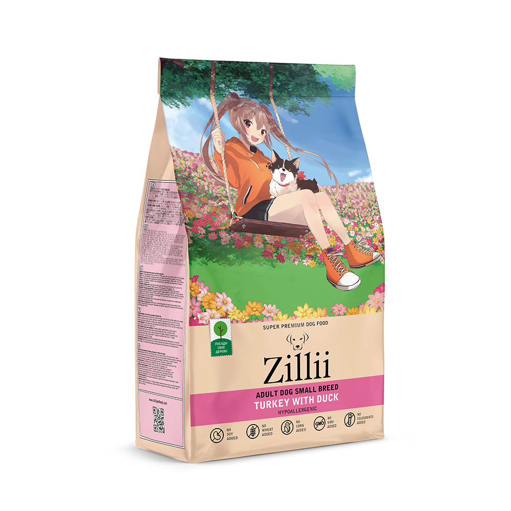 Сухой корм для взрослых собак мелких пород Zillii (Зилли) Adult Dog Small Breed Индейка с уткой