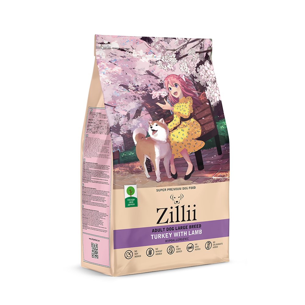Сухой корм для взрослых собак крупных пород Zillii (Зилли) Adult Dog Large Breed Индейка с ягненком