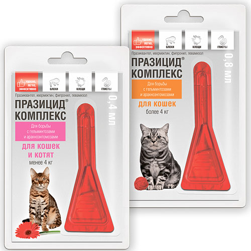Капли на холку антипаразитарные для котят и кошек Празицид Комплекс