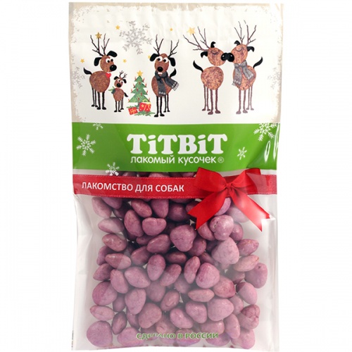 Лакомство для собак TitBit (ТитБит) Новогодняя коллекция, Конфеты мясные с черникой, 70 г