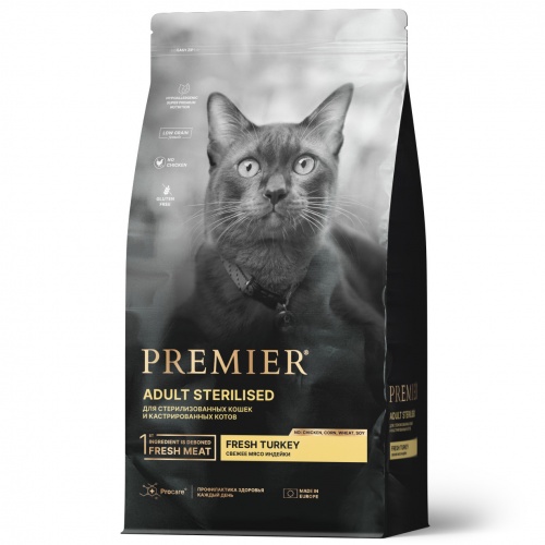 Сухой корм Premier (Премьер) Cat STERILISED Turkey Adult для взрослых стерилизованных кошек, с индейкой
