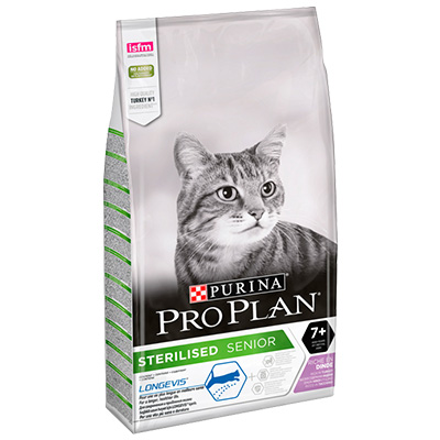 Сухой корм для пожилых кошек Pro Plan Sterilised (ПроПлан) 7+, Индейка