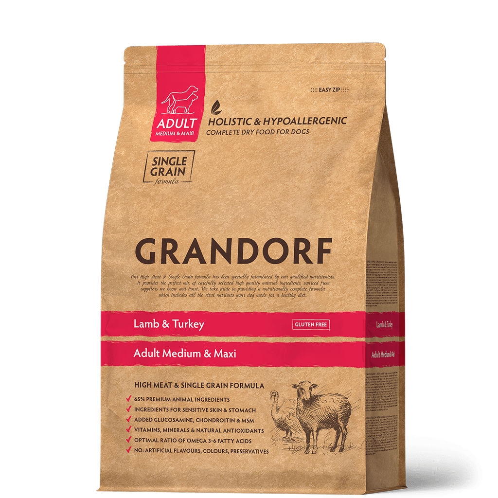Сухой корм для собак средних и крупных пород GRANDORF (Грандорф) MED&MAXI Lamb&Turkey, ягненок с индейкой