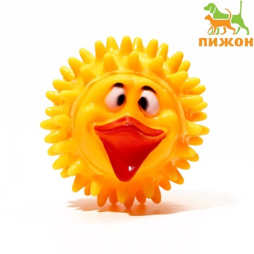 Игрушка пищащая "Уткоёж" для собак, 7,5 см, жёлтая