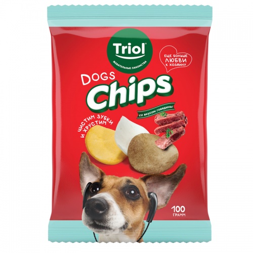 Лакомство Triol (Триол) Fun food для собак чипсы с говядиной 100 г