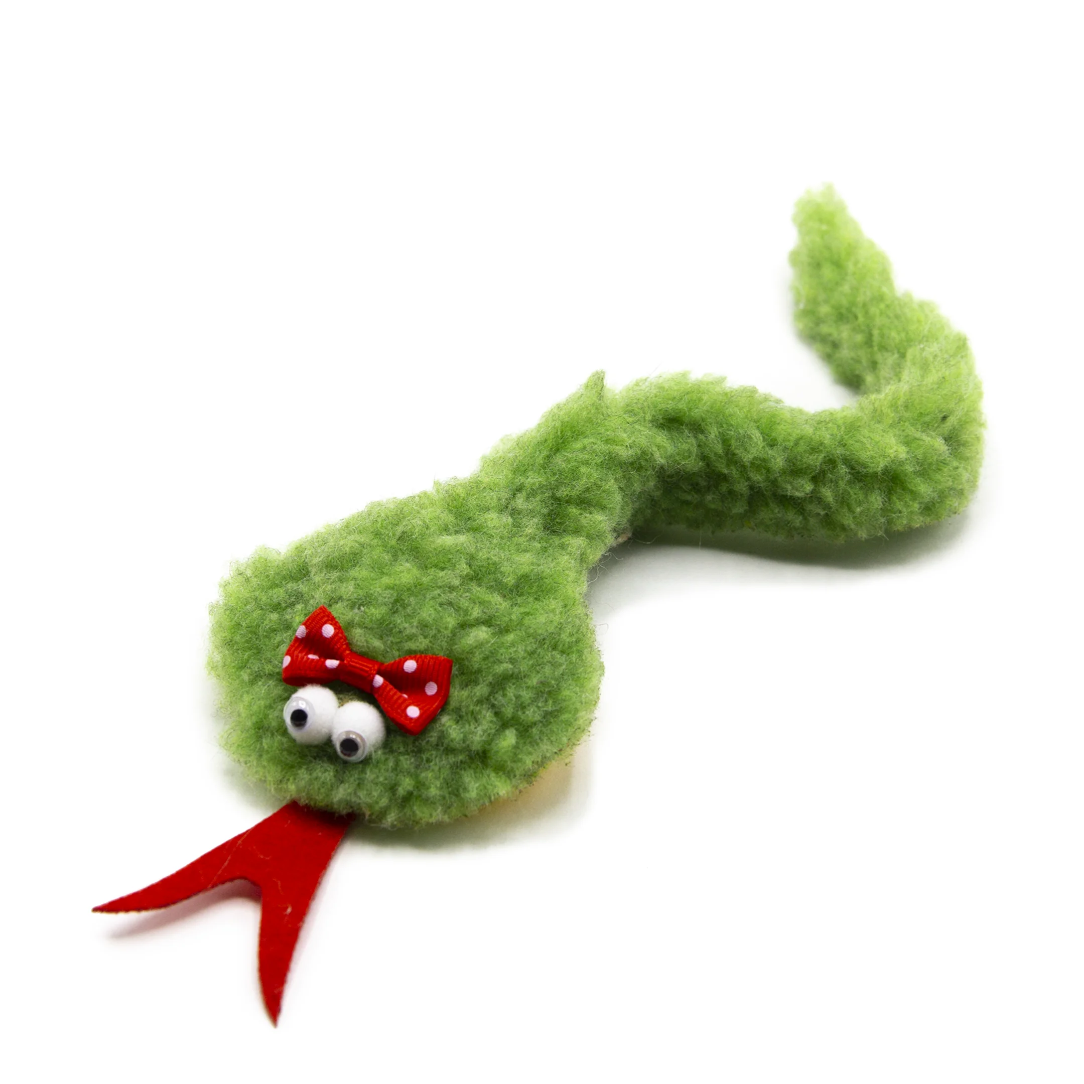 Игрушка GoSi (Госи) с валерианой "змея Оля" зеленая с бантиком, 28см