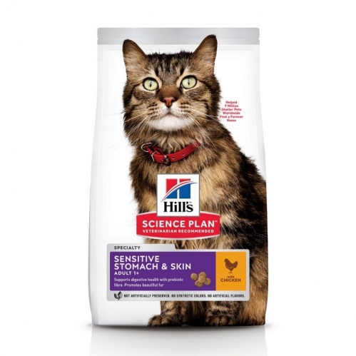 Сухой корм для кошек с чувствительным пищеварением и кожей Хиллс (Hills) Sensitive Stomach &amp; Skin курица