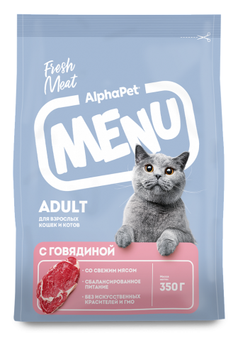 Сухой корм AlphaPet (АльфаПет) Menu для взрослых кошек, говядина
