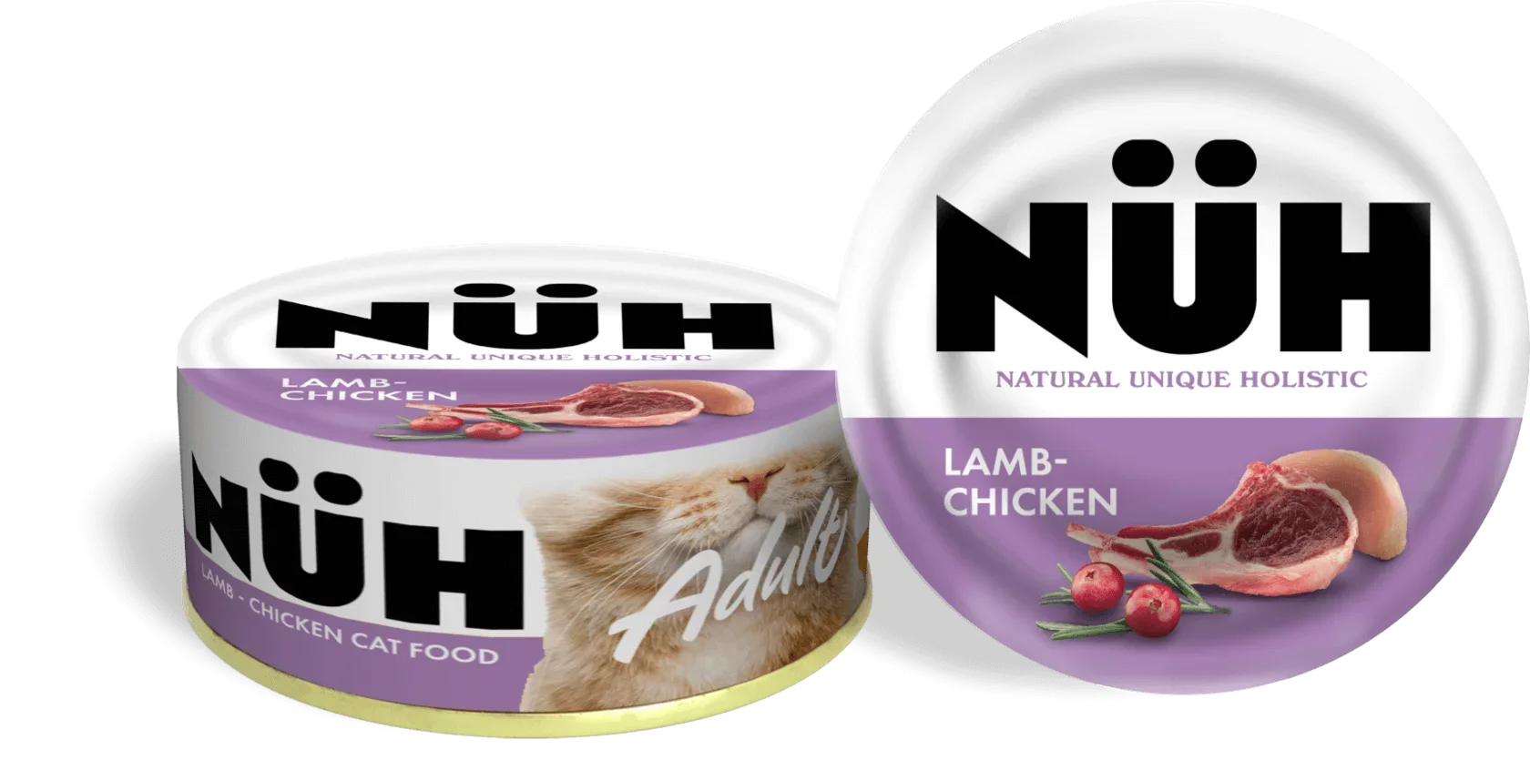 Беззерновой влажный корм Nuh (Нюх) для взрослых кошек, ягненок и цыплёнок, 100 гр