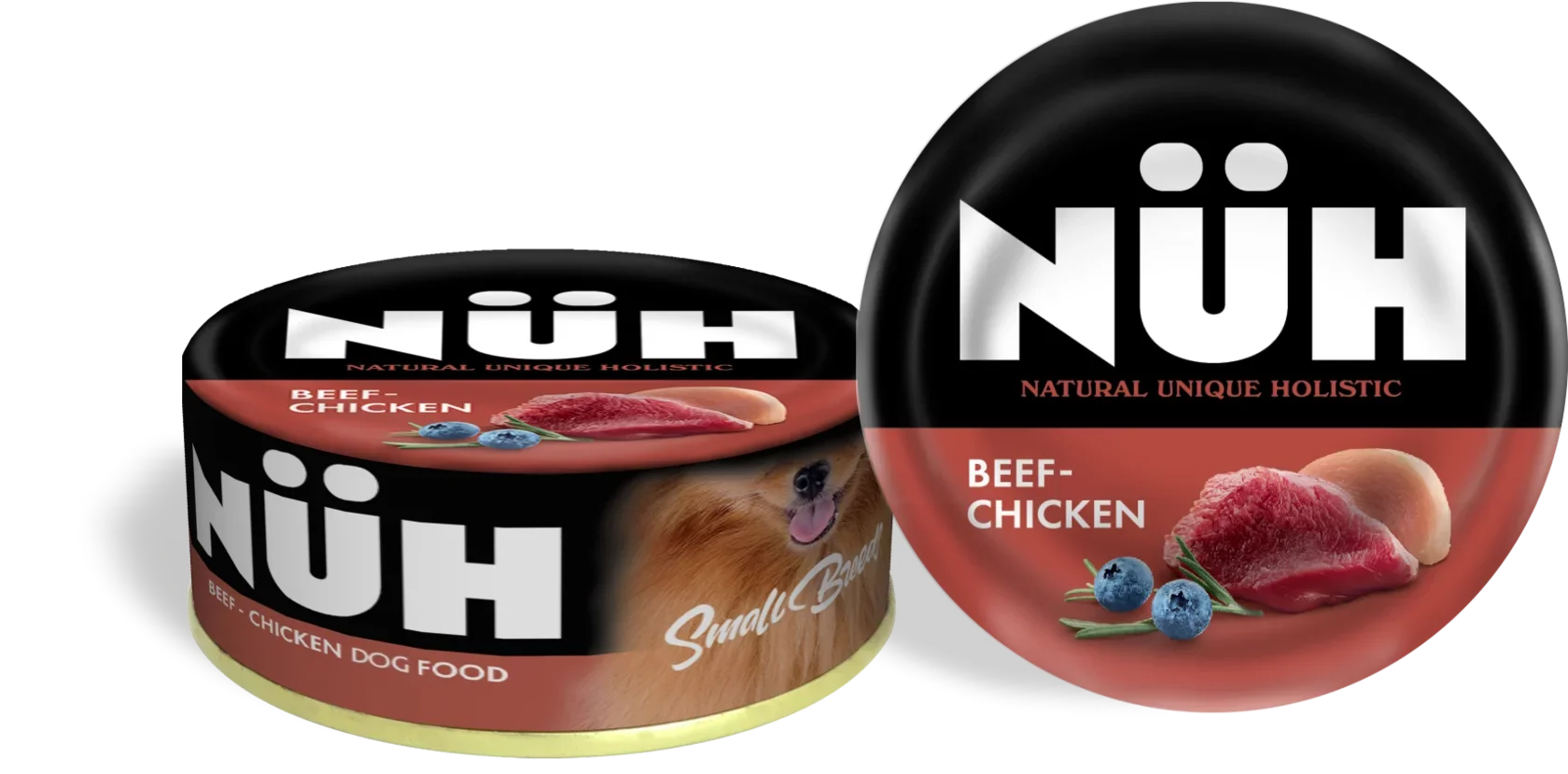 Беззерновой влажный корм Nuh (Нюх) для взрослых собак мелких пород, говядина и цыплёнок, 100 гр