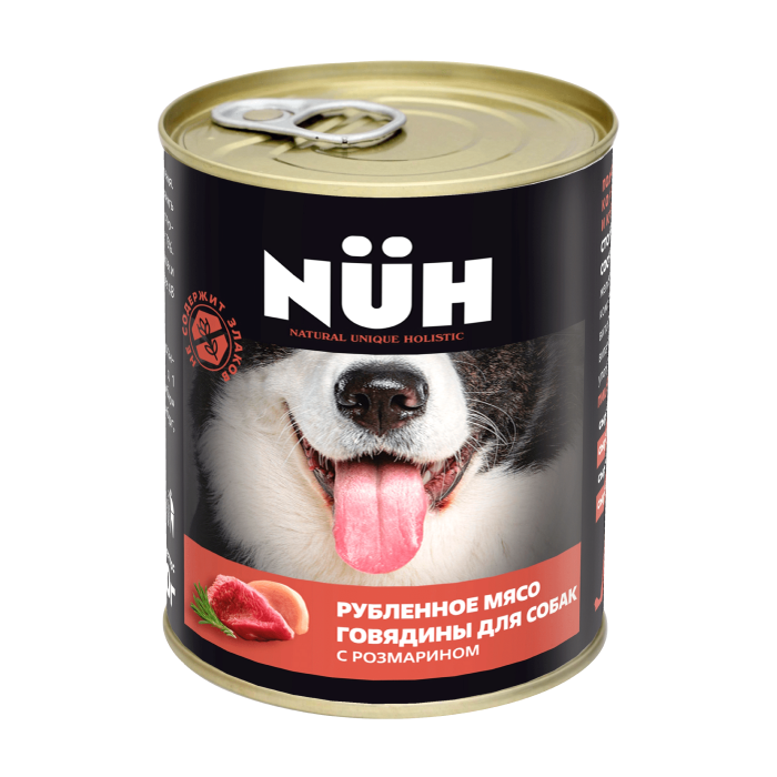Беззерновой влажный корм Nuh (Нюх) для взрослых собак средних и крупных пород, говядина, 340 гр