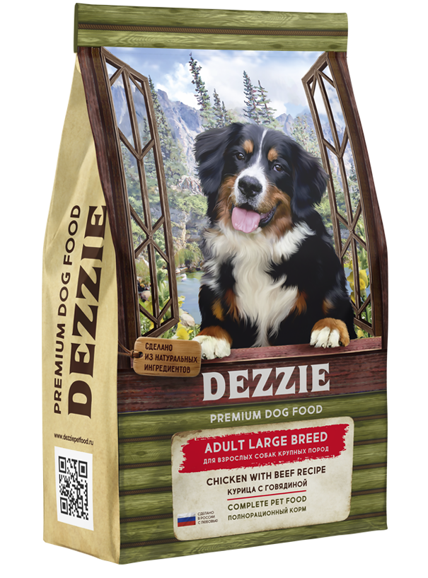 Сухой корм DEZZIE (Дэззи) Large Breed для собак крупных пород, курица и говядина
