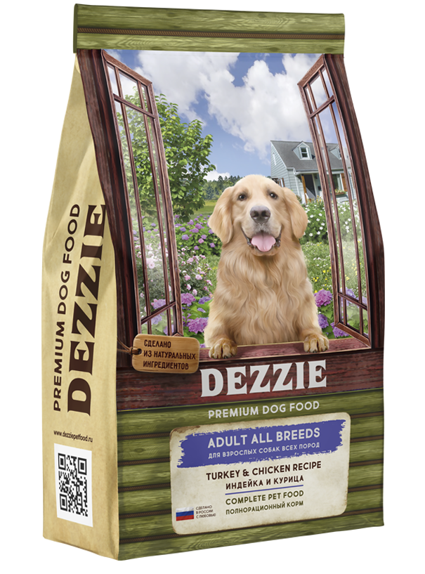 Сухой корм DEZZIE (Дэззи) All Breeds Dogs для взрослых собак, индейка и курица