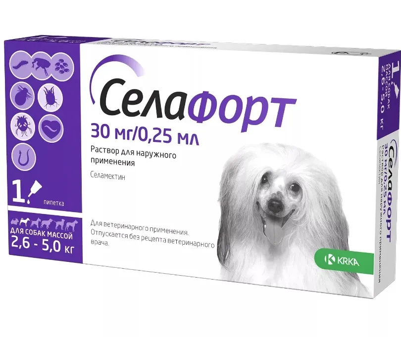 Селафорт для собак 30 мг 2,6-5 кг 12% 1 пипетка 0,25 мл