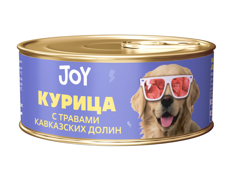 Беззерновой влажный корм Joy (Джой) для взрослых собак мелких пород, курица и цыпленок, 100 гр