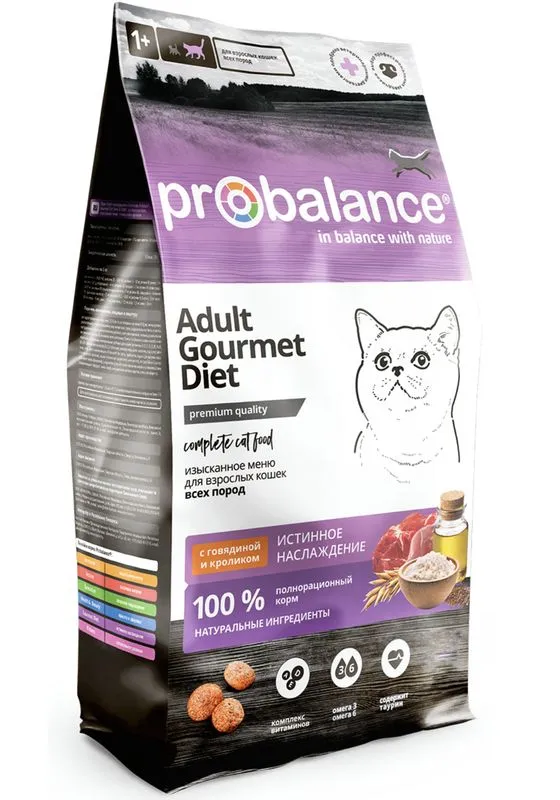 Сухой корм ProBalance (ПроБаланс) Gourmet Diet для привередливых кошек, говядина с кроликом