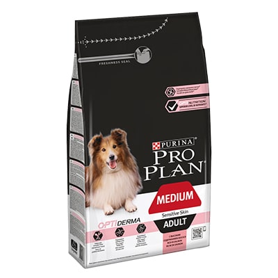 Сухой корм для собак средних пород ПроПлан (Pro Plan) с чувствительной кожей Лосось/рис