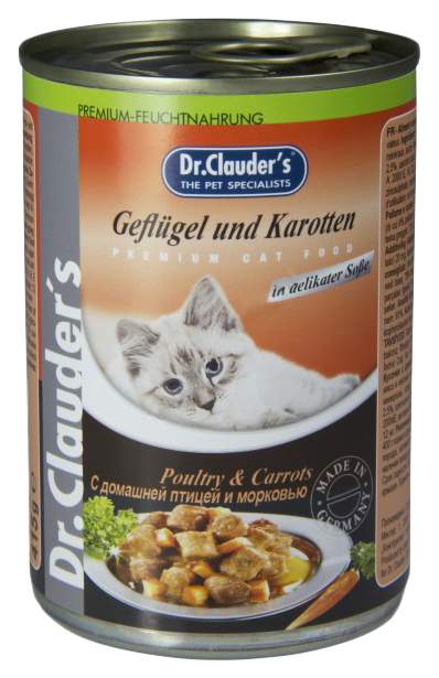 Влажный корм для кошек Dr.Clauder’s (Доктор Клаудер), домашняя птица и морковь, 415 гр