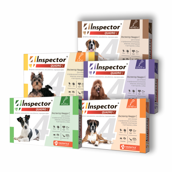 Капли от блох и клещей для собак Inspector (Инспектор) Quadro С, 1 пипетка