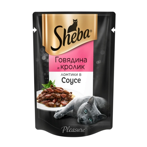 Влажный корм для кошек Sheba Pleasure (Шеба Плежер), говядина и кролик, 85 гр
