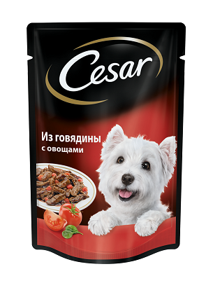 Влажный корм для собак CESAR (Цезарь), говядина с овощами, 85 гр