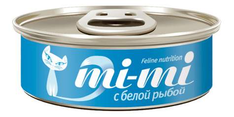 Влажный корм для кошек и котят Mi-mi (Ми-ми), белая рыба, 80 гр