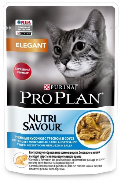 Влажный корм для кошек с чувствительной кожей Pro Plan (ПроПлан), треска, 85 гр
