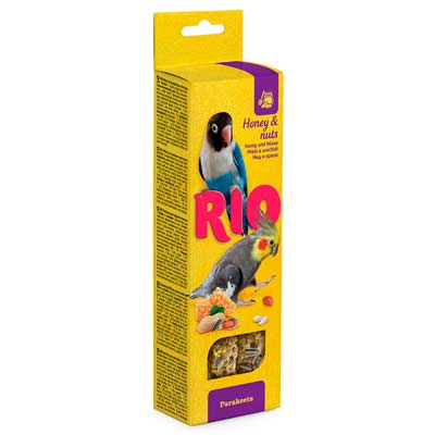 Лакомство палочки для средних попугаев Рио (RIO) с медом и орехами 2шт*75гр