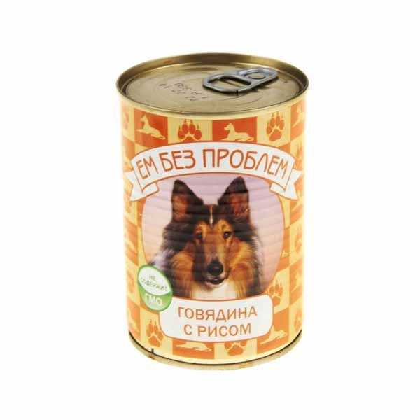 Влажный корм для собак Ем без проблем, говядина с рисом, 410 гр