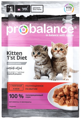 Влажный корм для котят ProBalance Diet, телятина в желе, 85 гр
