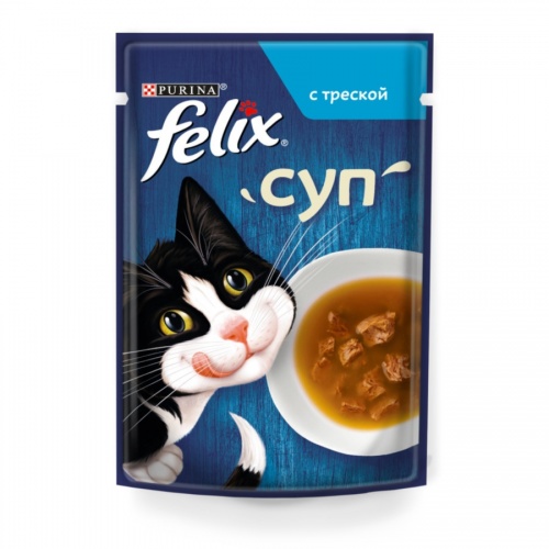 Влажный корм для кошек Felix (Феликс), суп треска, 48 гр