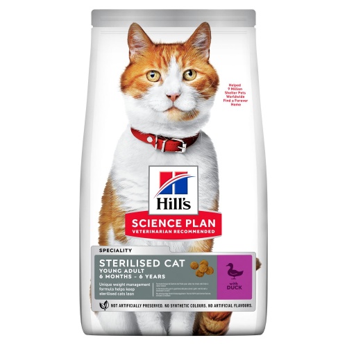Сухой корм для стерилизованных кошек в возрасте 6 месяцев - 6 лет Hill's (Хиллс) Science Plan Sterilised Cat, Young adult, Утка