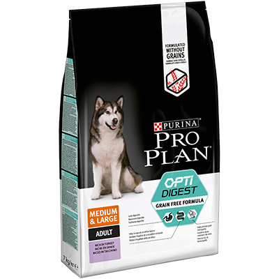 Сухой корм для собак средних и крупных пород с чувствительным пищеварением Pro Plan (Про План) grain free, с индейкой 2,5 кг