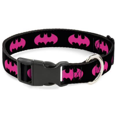 Ошейник для собак с пластиковой застёжкой,  Buckle-Down Бэтмен, розовый цвет